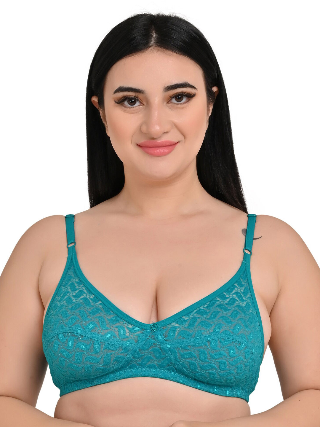 

Piylu Lace Medium Coverage All Day Comfort Bralette Bra, Blue