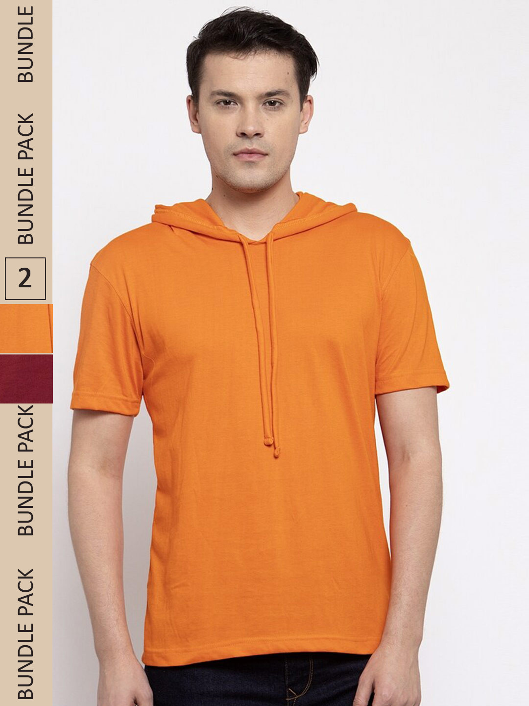 

Friskers Pack Of 2 Hooded Neck Cotton T-shirt, Orange