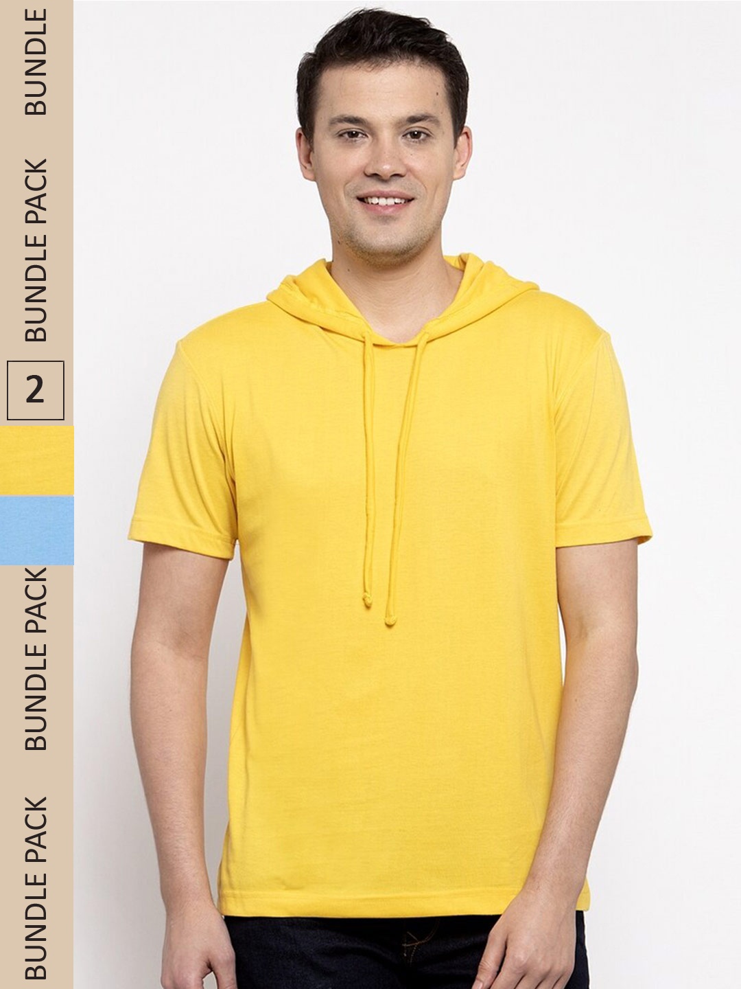 

Friskers Pack Of 2 Hooded Neck Cotton T-shirt, Yellow