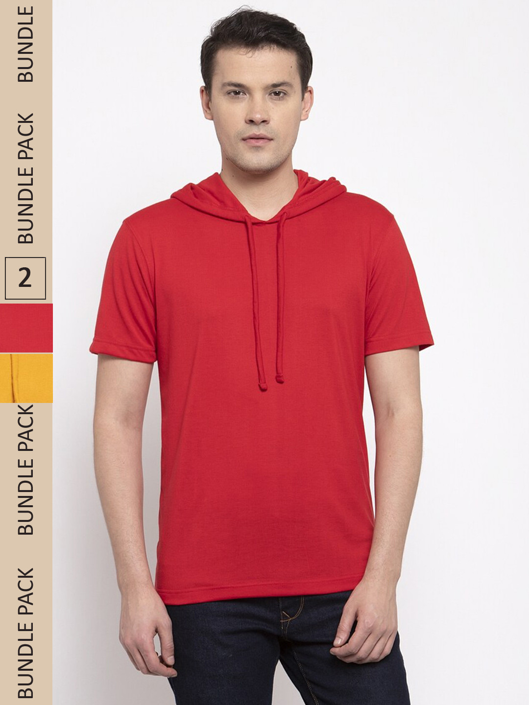 

Friskers Pack Of 2 Pure Cotton Hooded Slim Fit T-shirts, Maroon