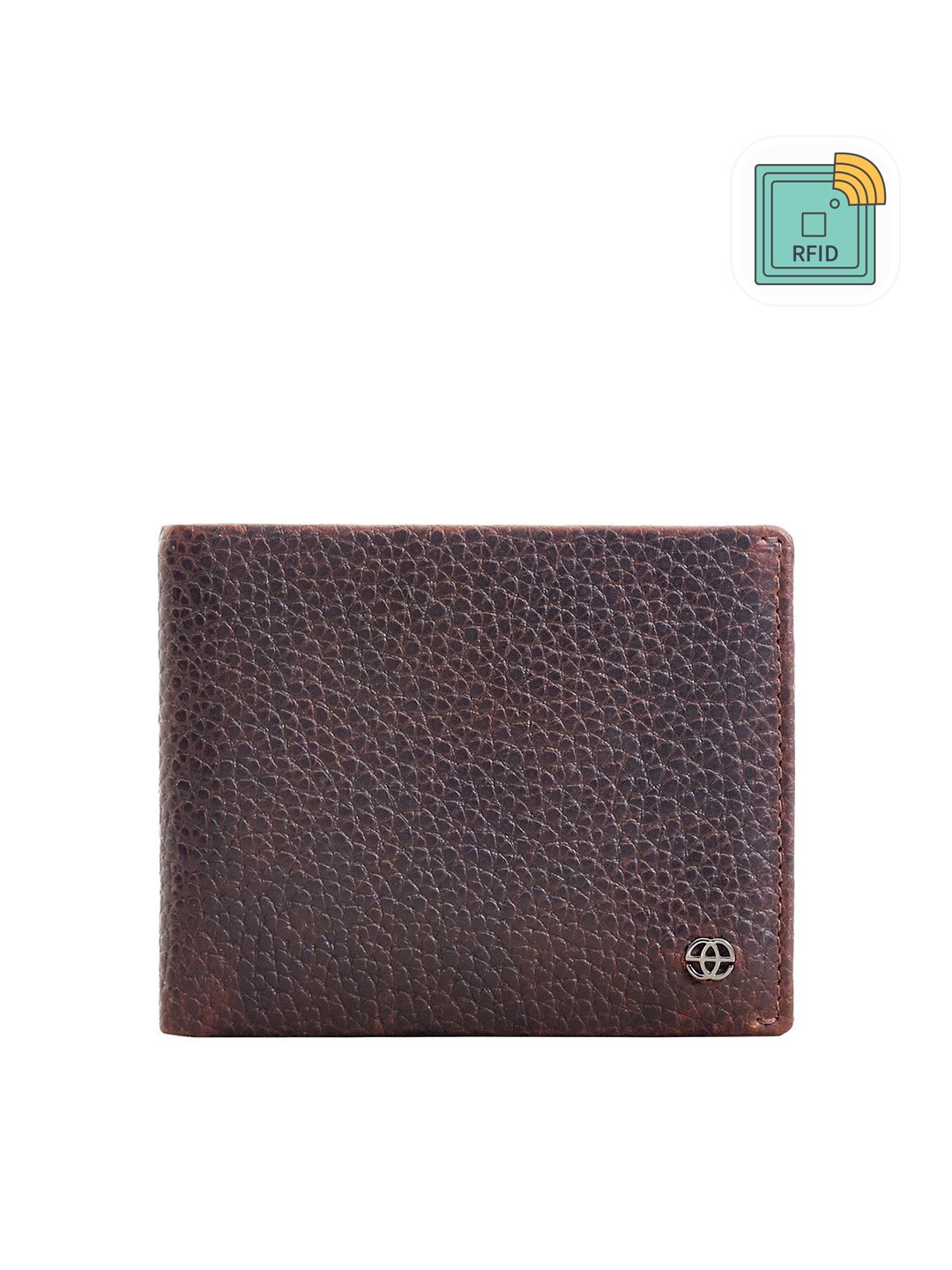 

Eske Men Textured Leather RFID Two Fold Wallet, Brown