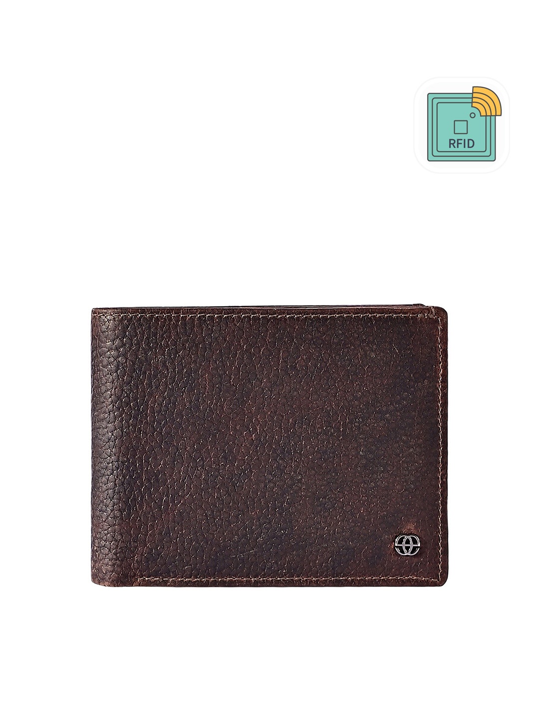 

Eske Men Textured Leather RFID Two Fold Wallet, Brown