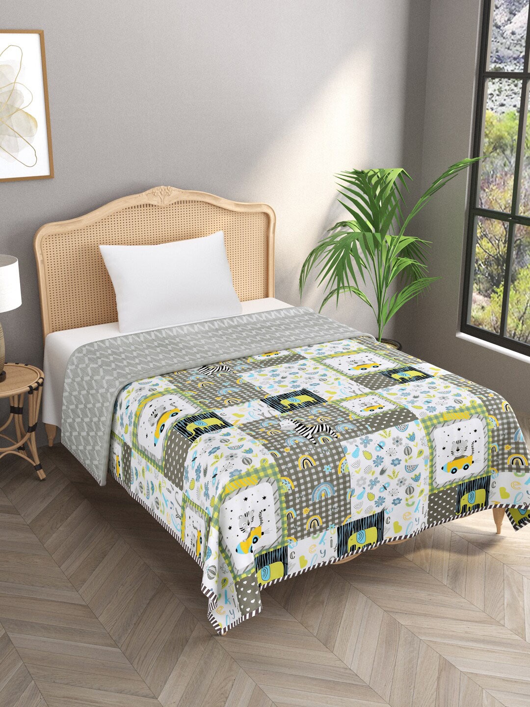 

Gulaab Jaipur Grey & White Printed AC Room 450 GSM Cotton Single Bed Dohar