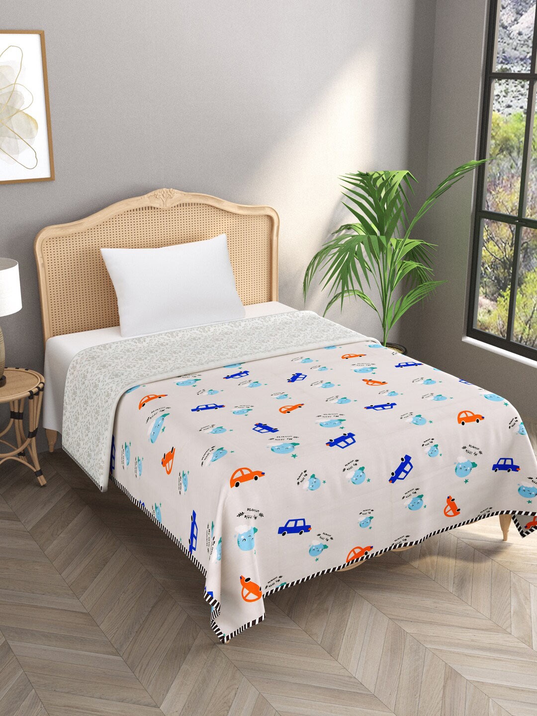

Gulaab Jaipur Grey & Blue Printed AC Room 450 GSM Cotton Single Bed Dohar