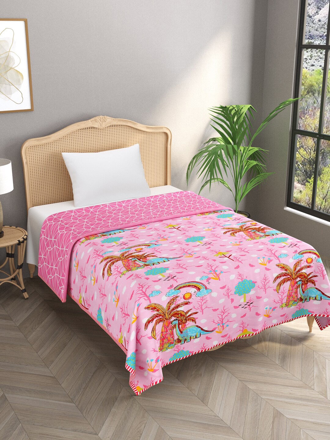 

Gulaab Jaipur Pink & Blue Printed AC Room 450 GSM Cotton Single Bed Dohar