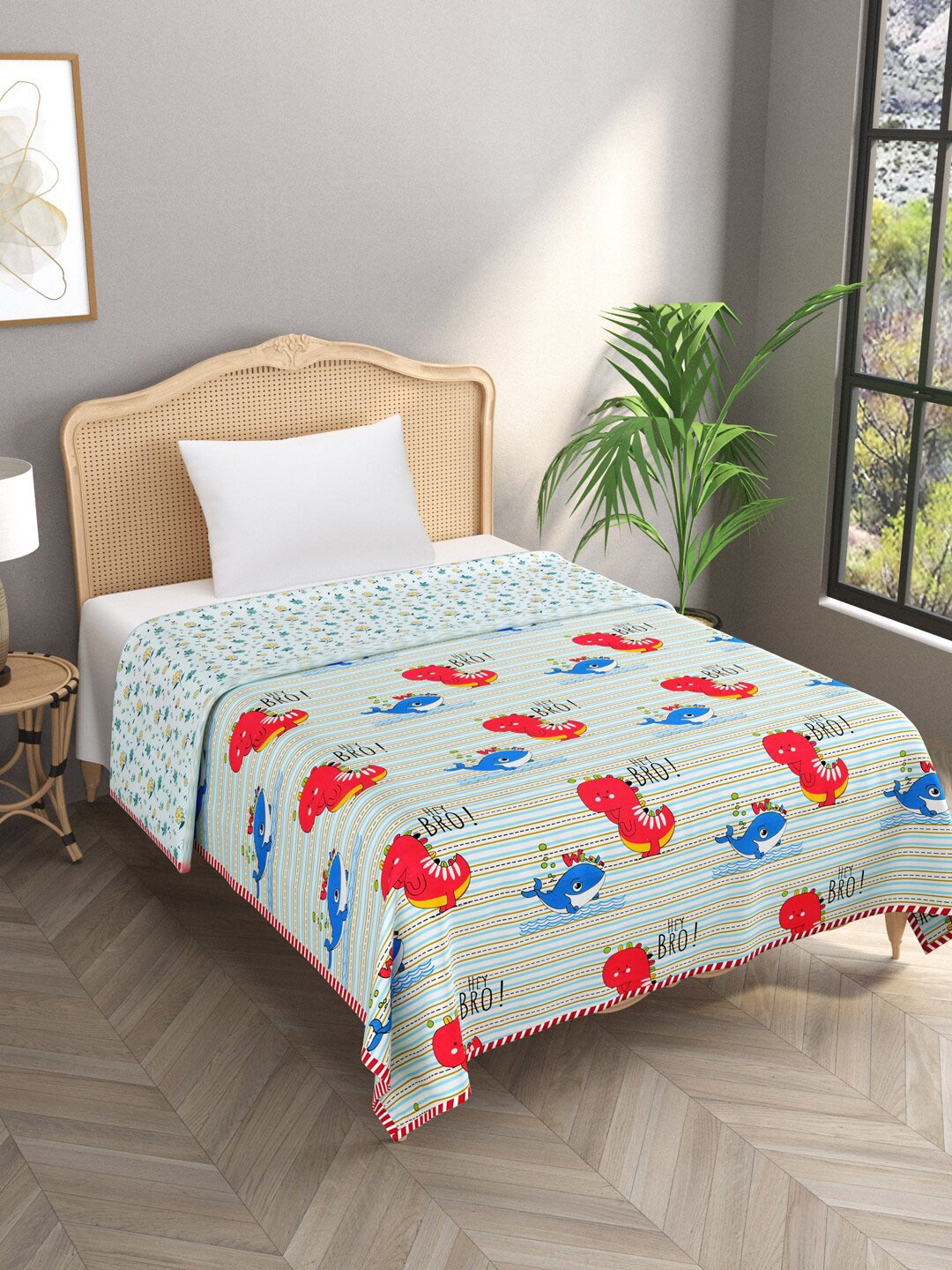 

Gulaab Jaipur Blue & Red Printed AC Room 450 GSM Cotton Single Bed Dohar