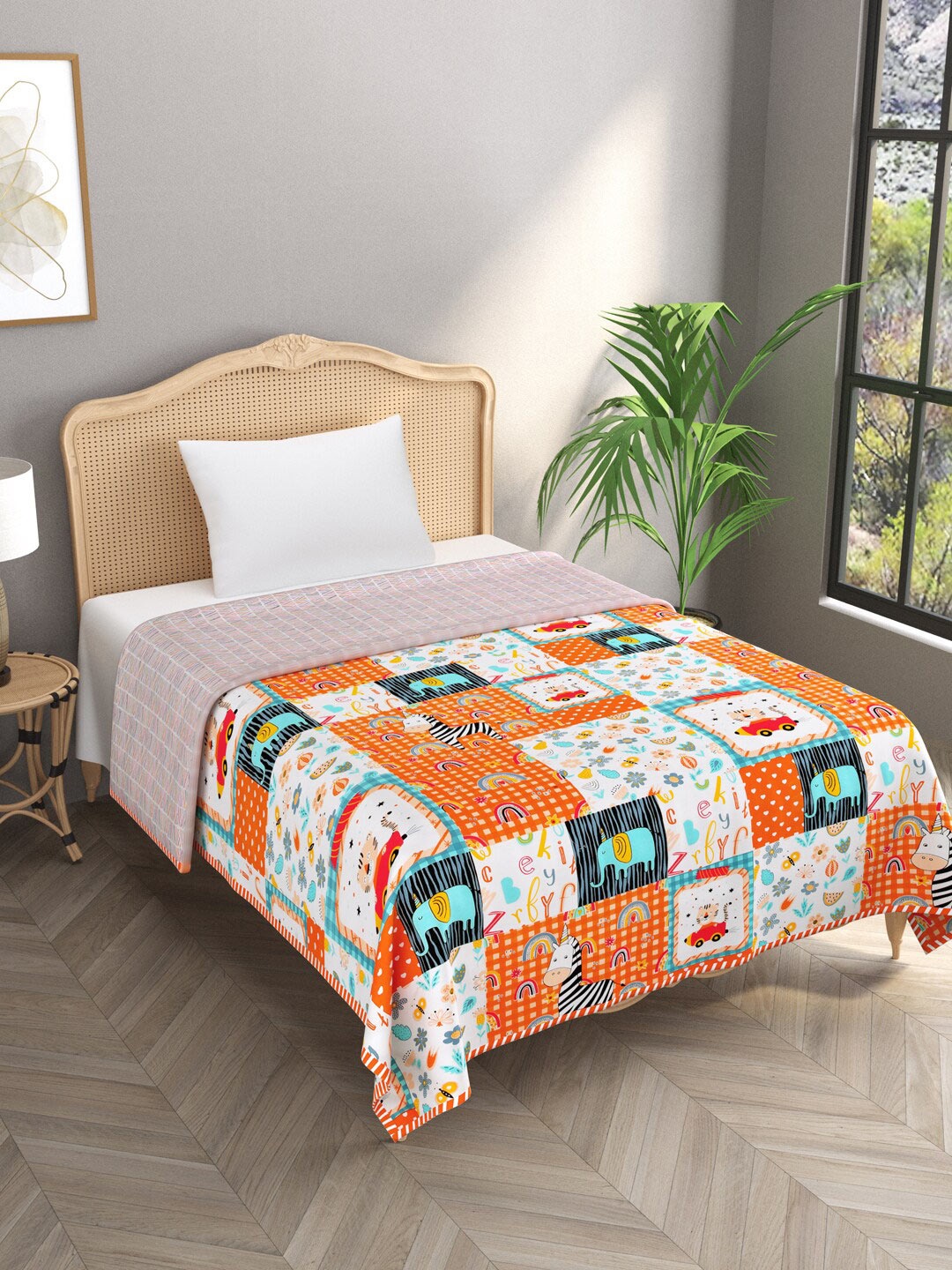 

Gulaab Jaipur Orange & White Printed AC Room 450 GSM Cotton Single Bed Dohar