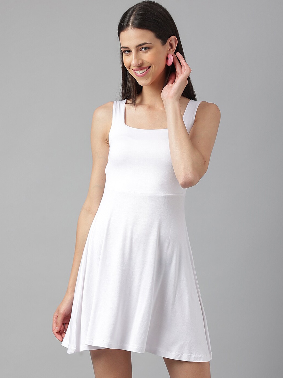 

Oh So Fly Square Neck Mini Fit & Flare Dress, White