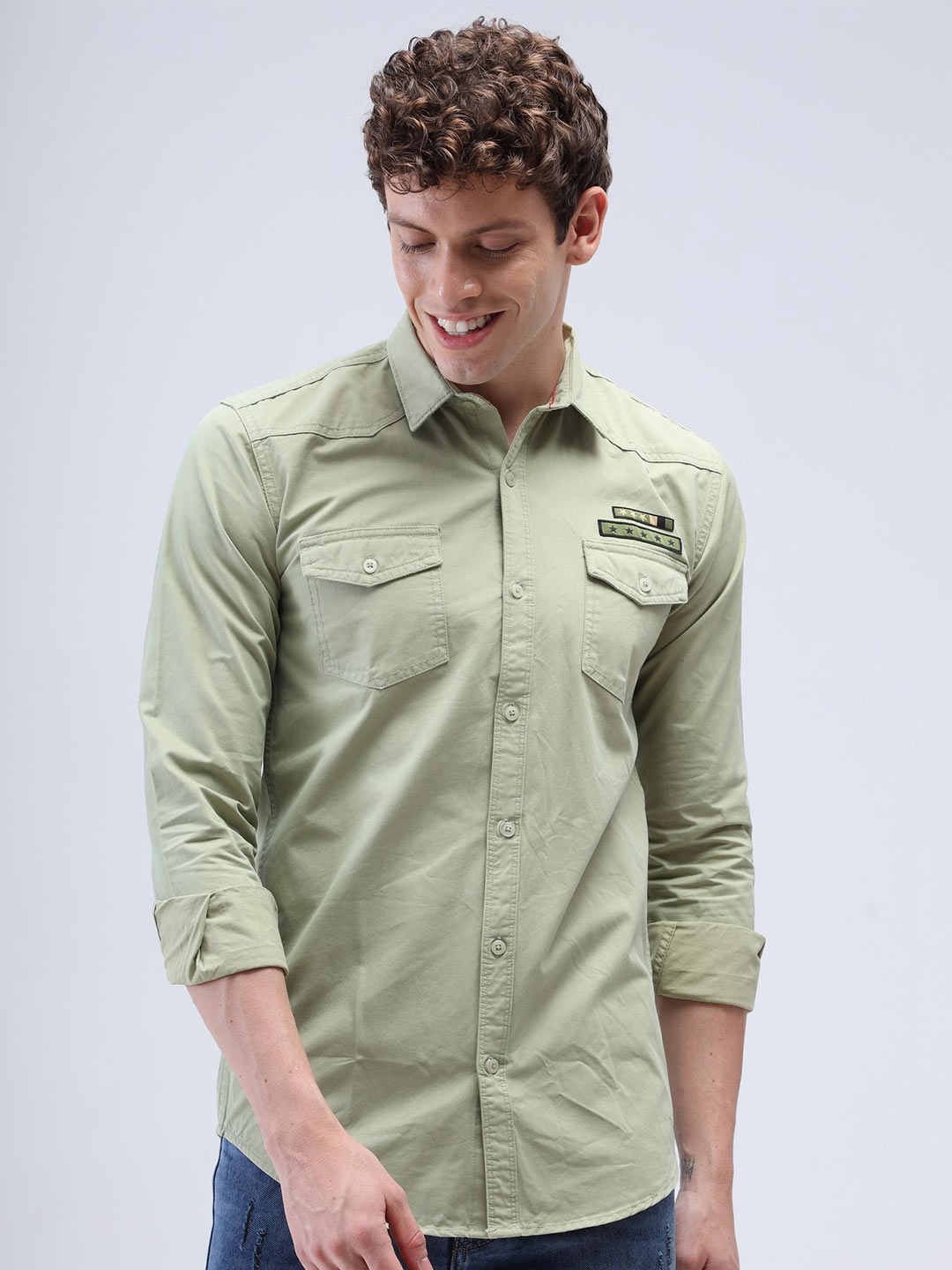 

Reslag Slim Fit Opaque Casual Shirt, Green