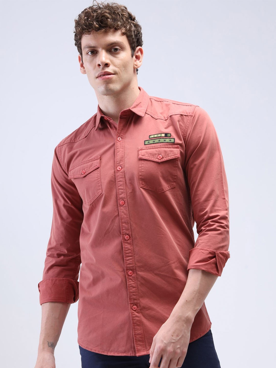 

Reslag Slim Fit Opaque Casual Shirt, Pink