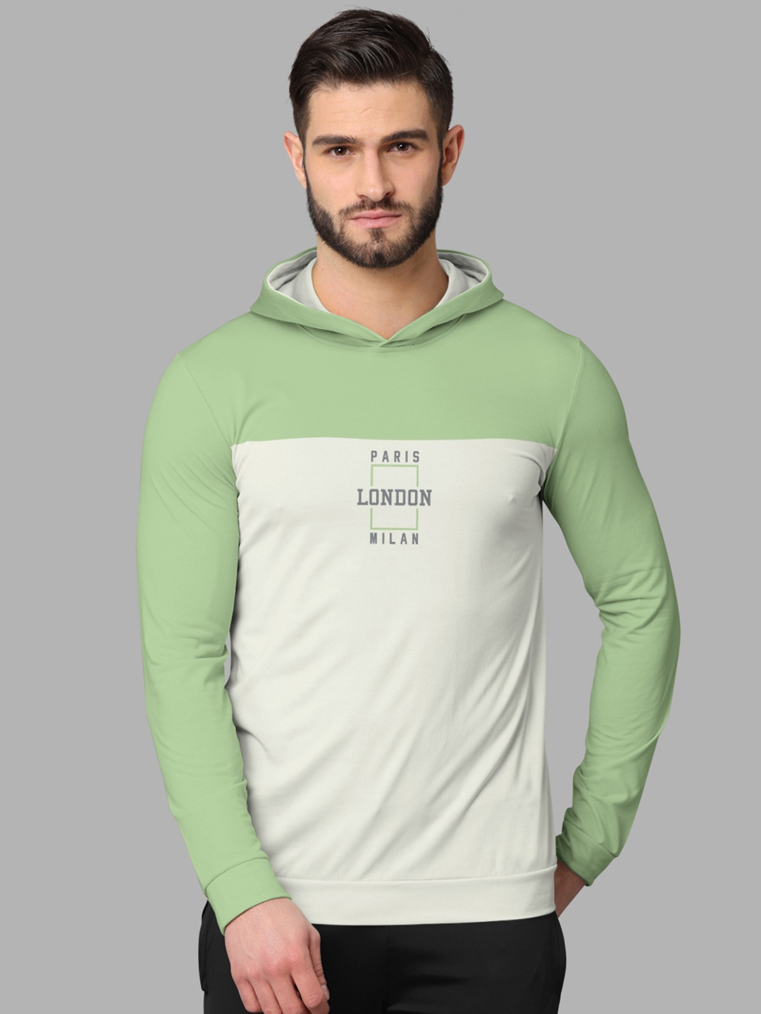 

BULLMER Colourblocked Hooded Cotton T-shirt, Green