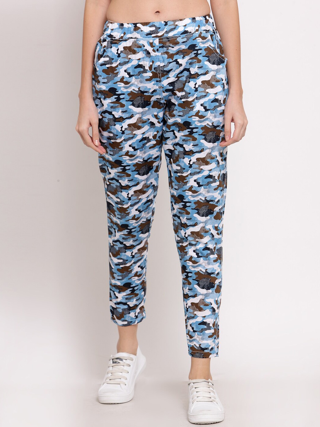 

KLOTTHE Women Camouflage-Printed Cotton Track Pant, Blue