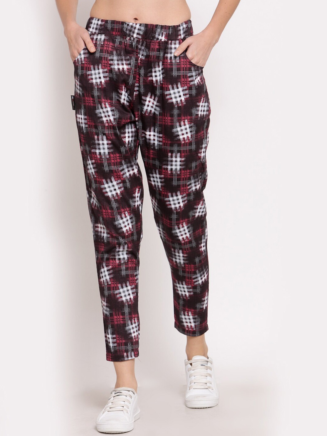 

KLOTTHE Women Printed Cotton Track Pant, Red