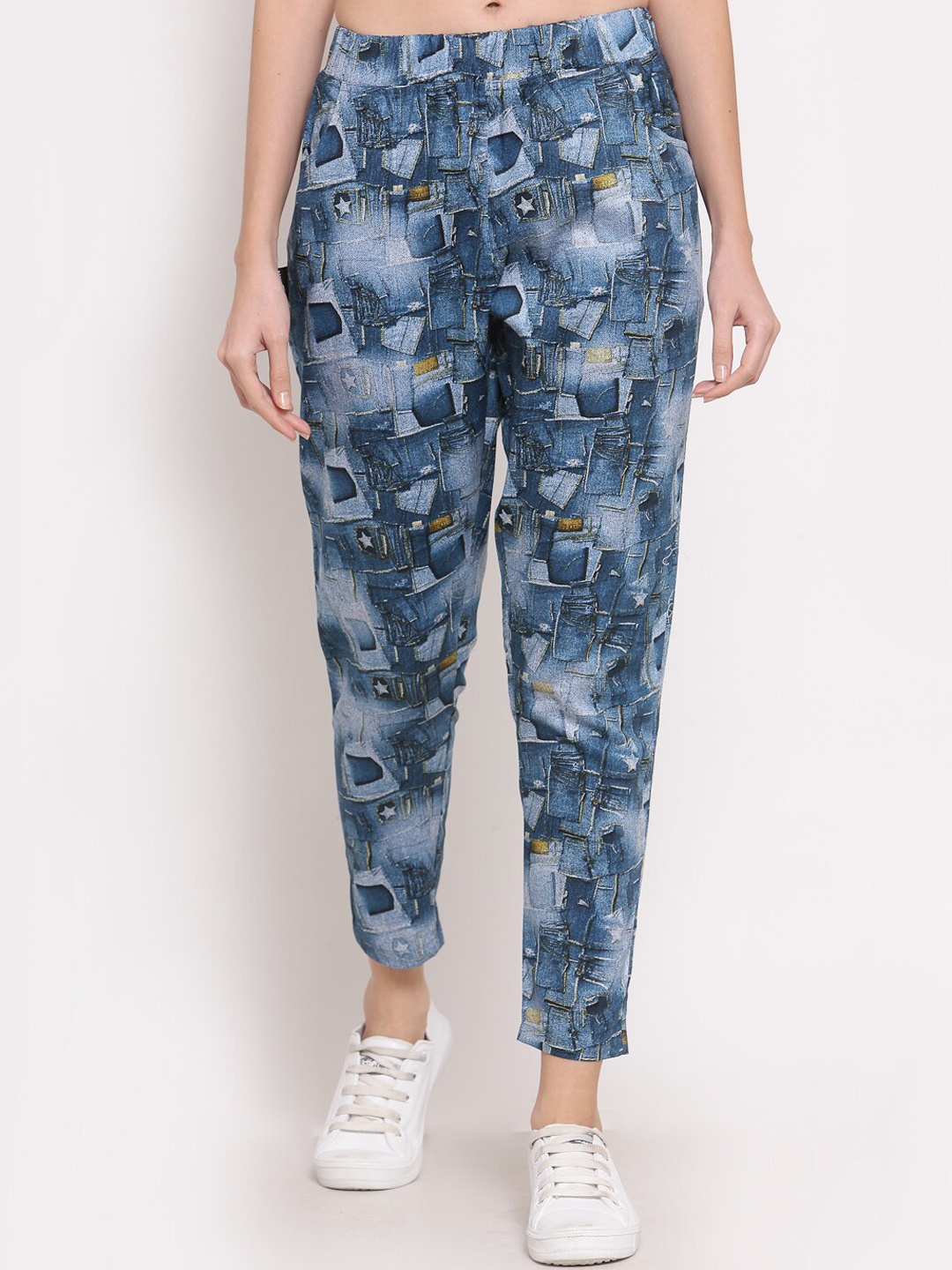 

KLOTTHE Women Printed Cotton Track Pant, Blue