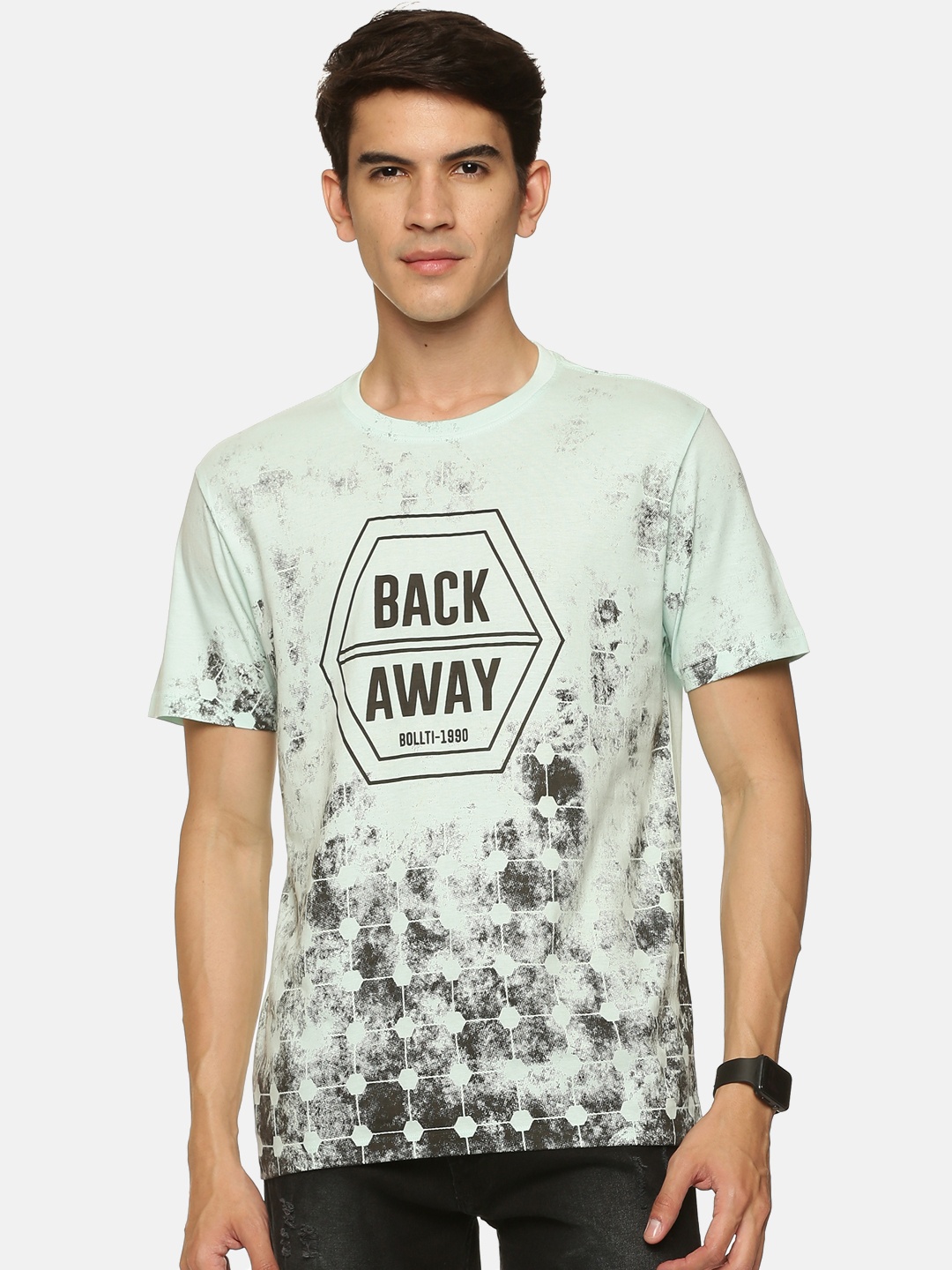 

bollti Typography Printed Pure Cotton T-shirt, Green