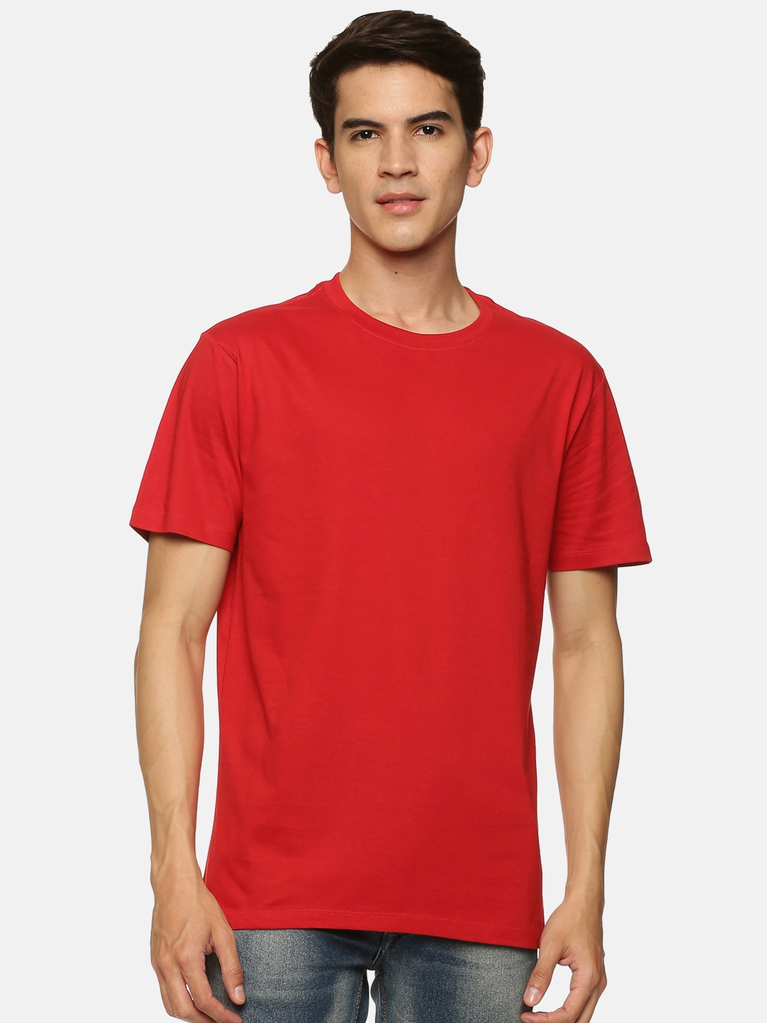 

bollti Round Neck Short Sleeves Pure Cotton T-shirt, Red