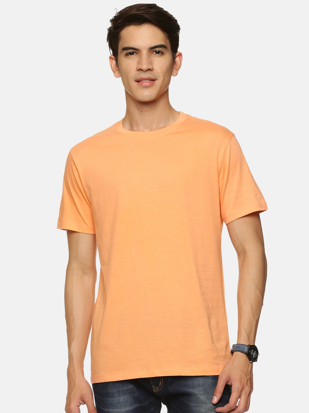 

bollti Round Neck Short Sleeves Cotton T-shirt, Orange