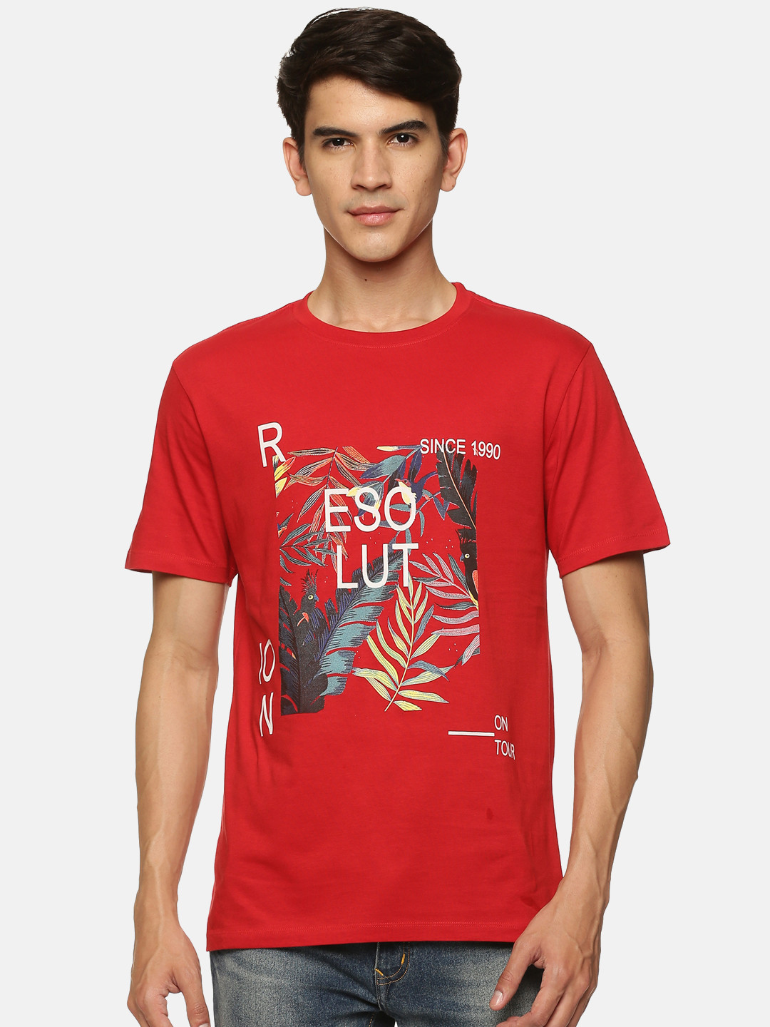 

bollti Tropical Printed Pure Cotton T-shirt, Red