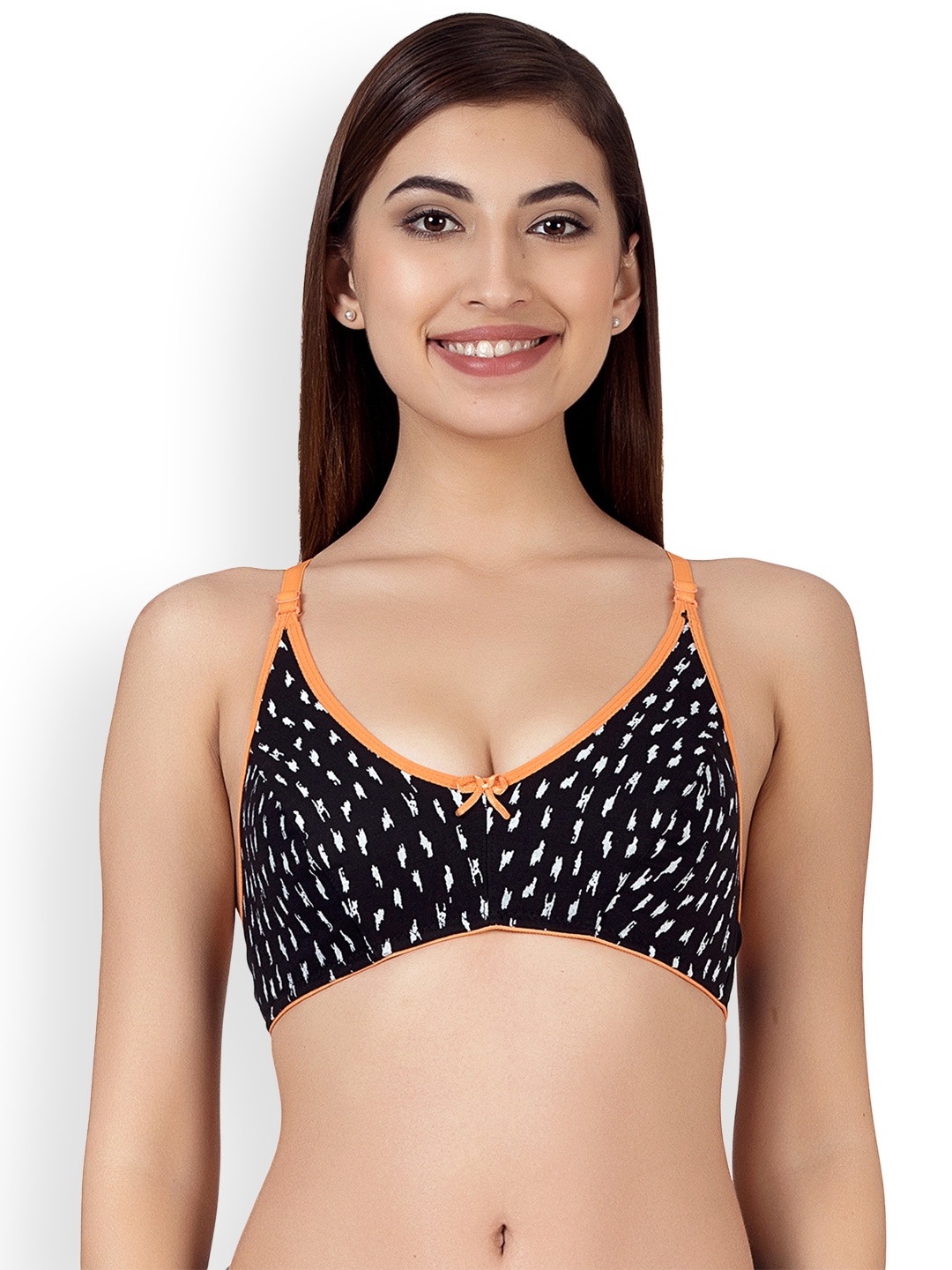 

Clovia Cotton Non-Padded Non-Wired Bra With Stylised Back, Black