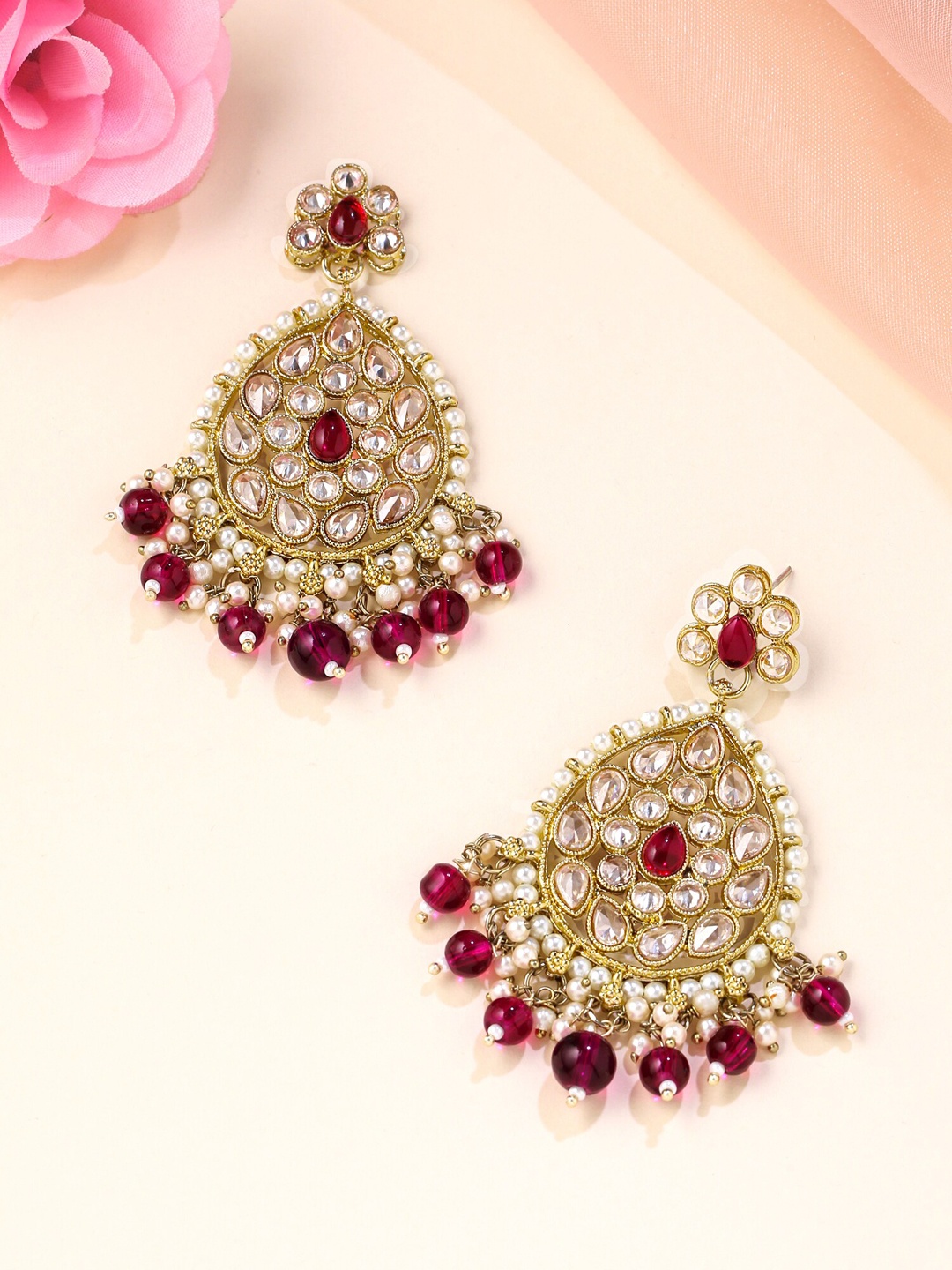 

Yellow Chimes Gold-Plated Contemporary Chandbalis Earrings, Purple