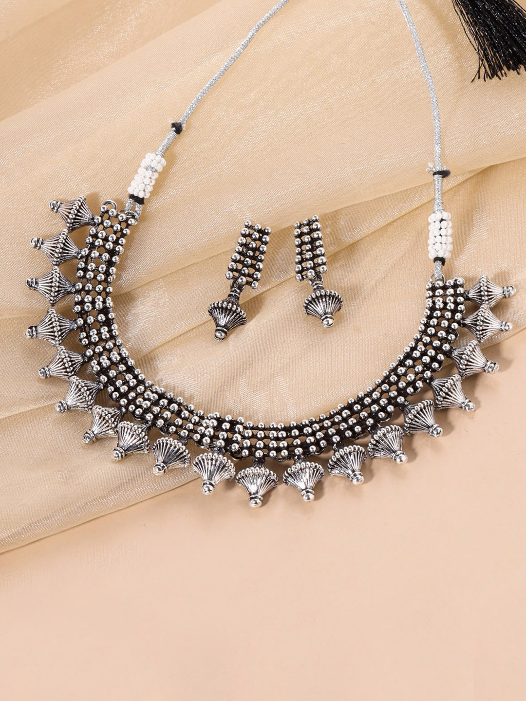 

Yellow Chimes Silver-Plated Geometrical Jewellery Set