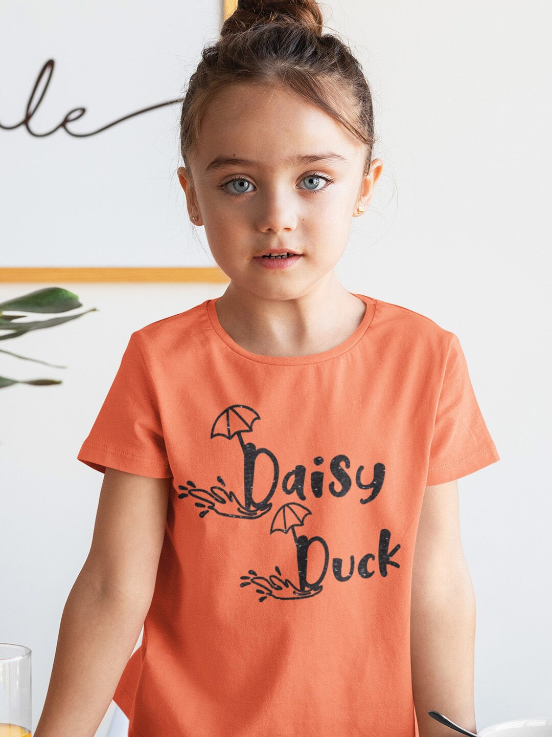 

KINSEY Girls Typography Printed Round Neck Cotton T-shirt, Peach