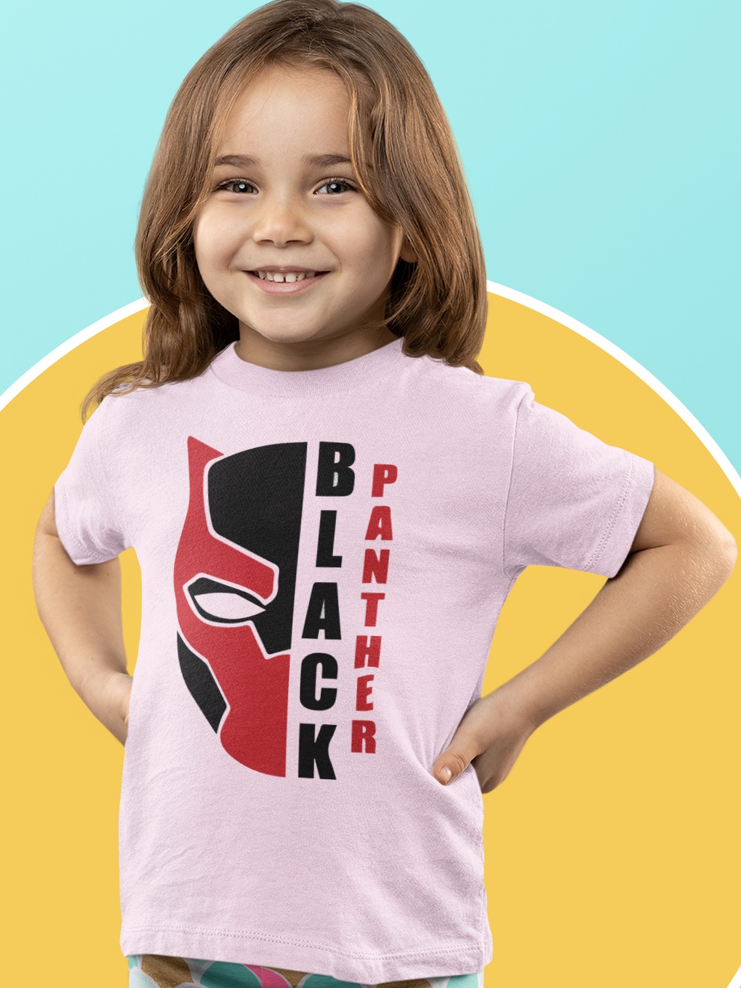 

KINSEY Girls Typography Printed Round Neck Cotton T-shirt, Pink