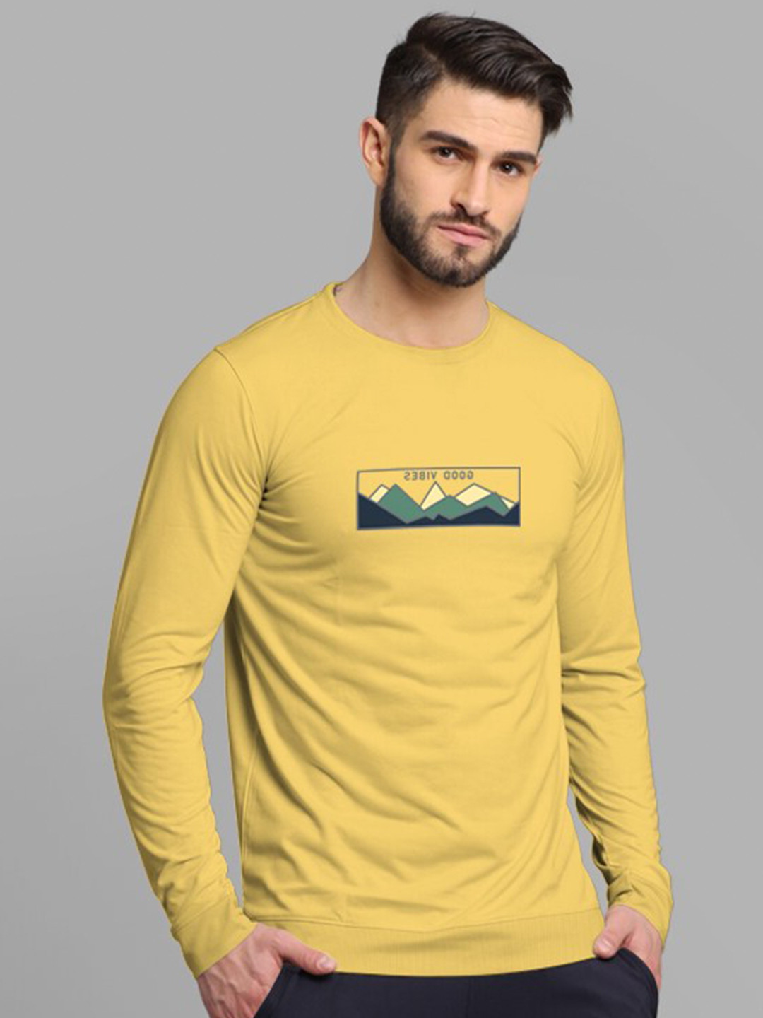 

BULLMER Graphic Printed Cotton Sweatshirt, Mustard