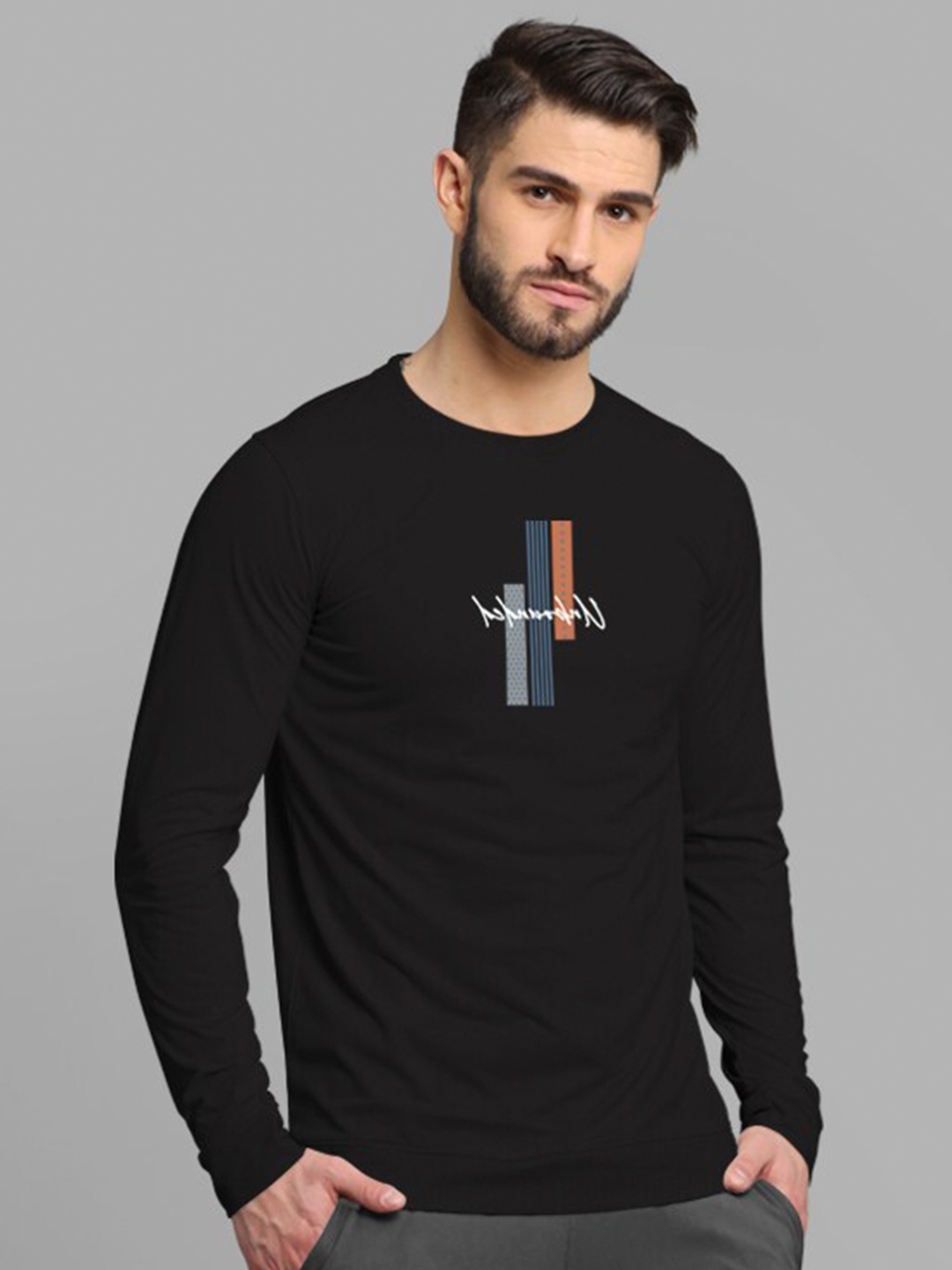 

BULLMER Graphic Printed Cotton Sweatshirt, Black