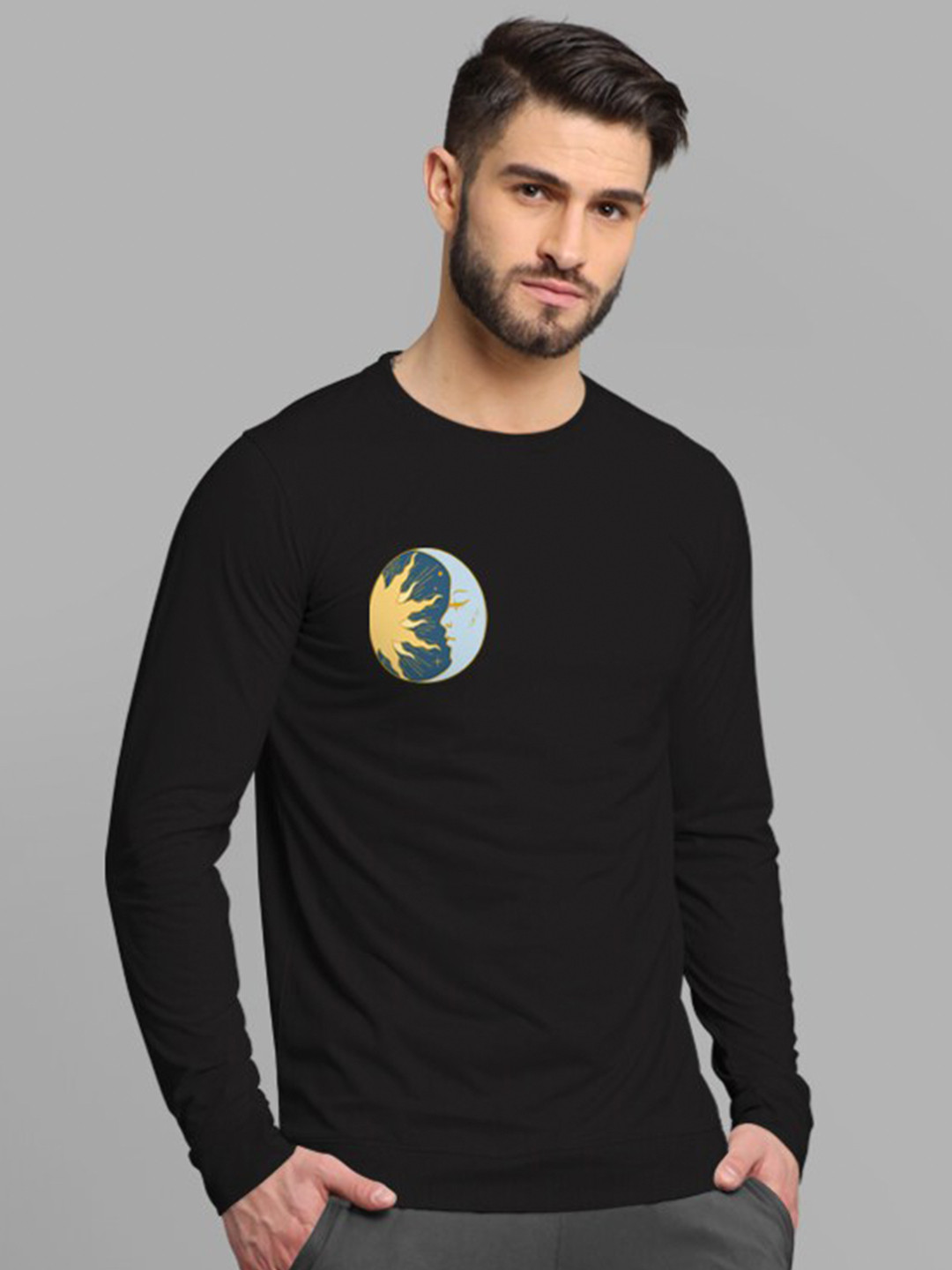 

BULLMER Graphic Printed Cotton Sweatshirt, Black