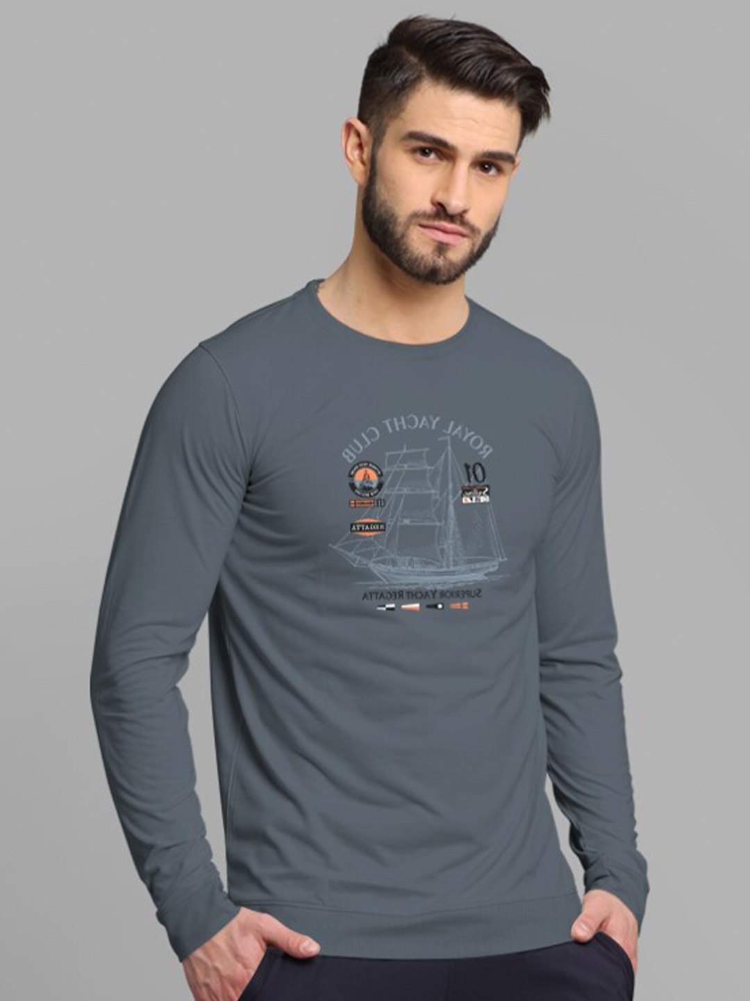 

BULLMER Graphic Printed Cotton Sweatshirt, Grey