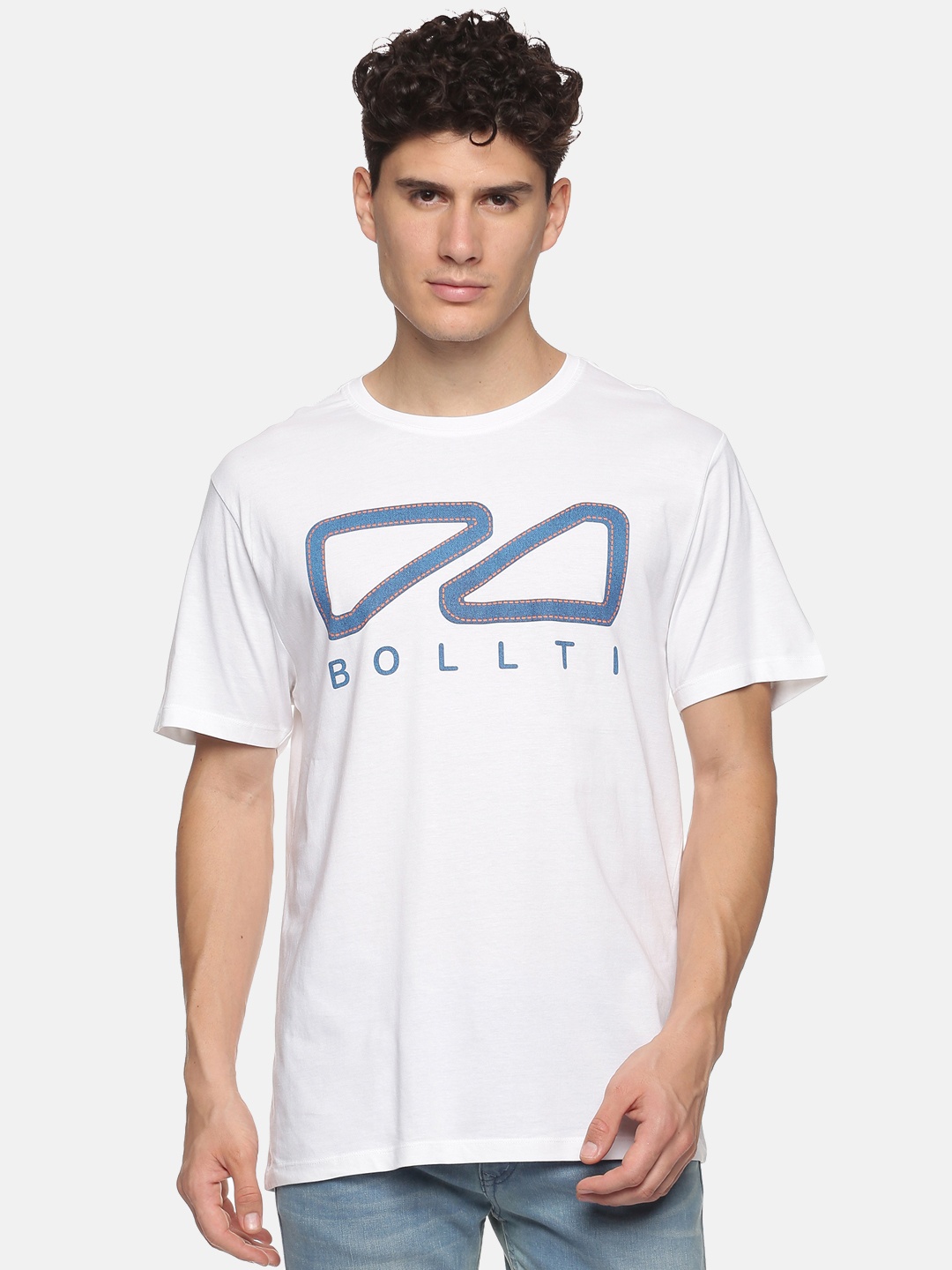 

bollti Graphic Printed Pure Cotton Casual T-Shirt, White