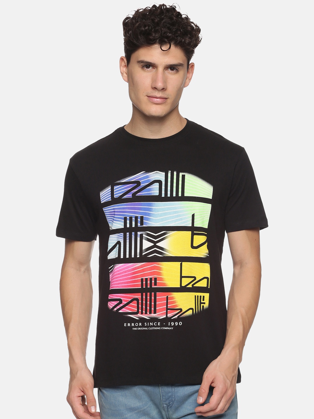 

bollti Graphic Printed Cotton T-Shirt, Black