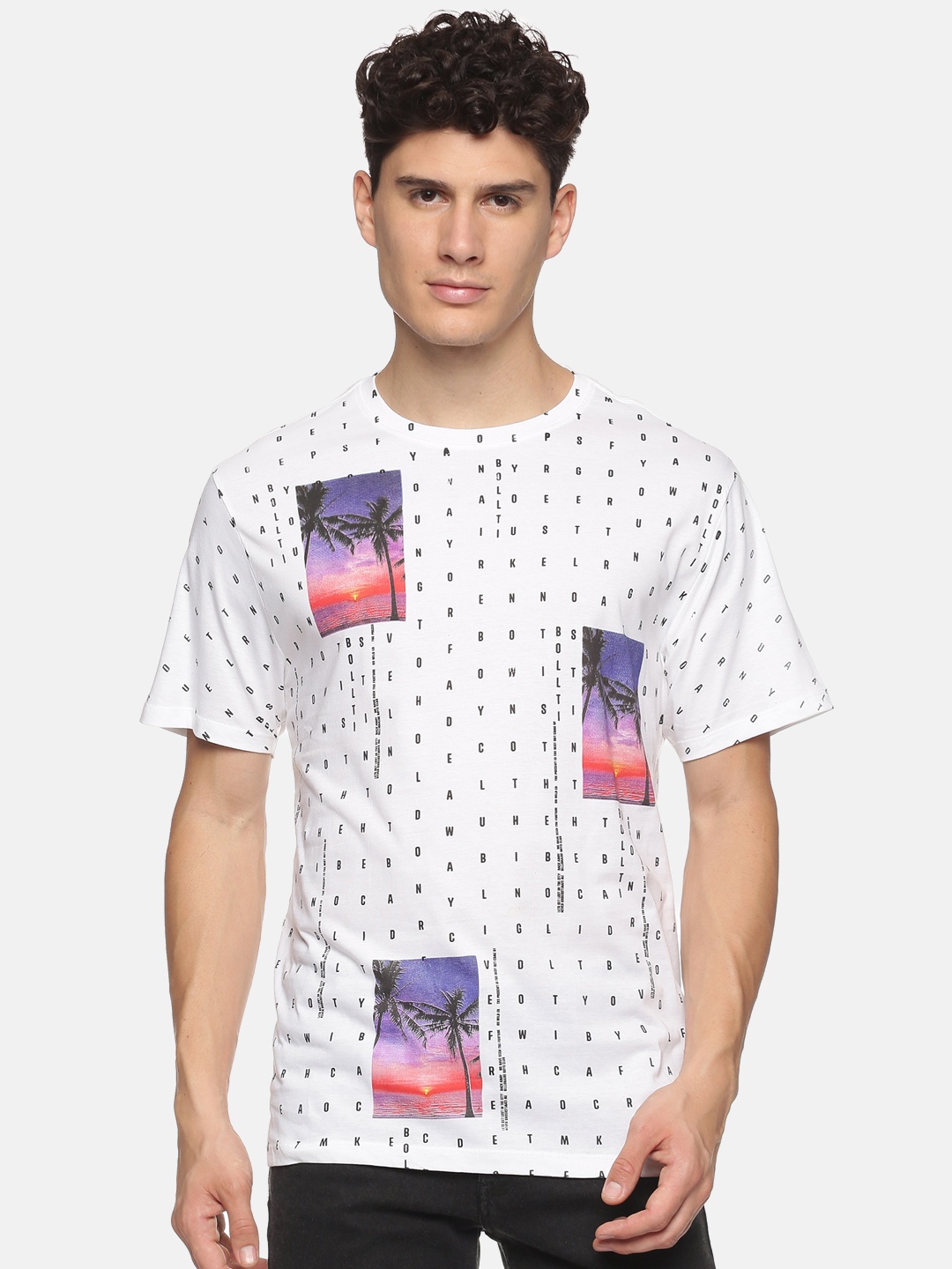 

bollti Typography Printed Cotton T-Shirt, White