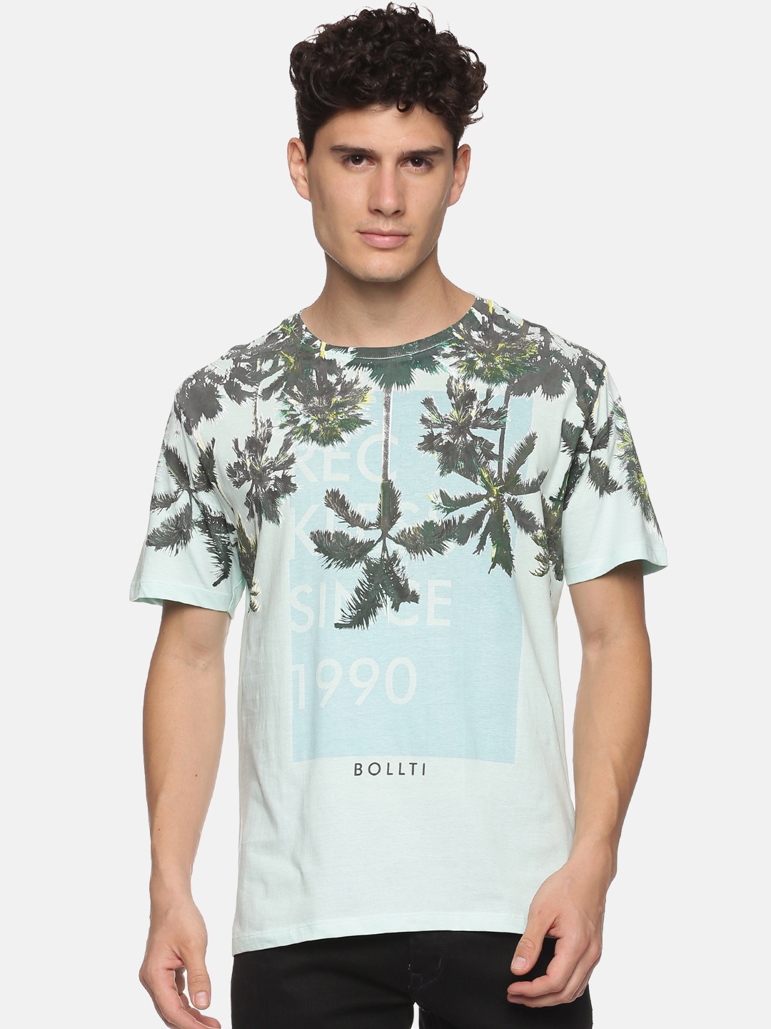 

bollti Tropical Printed Cotton T-Shirt, Blue