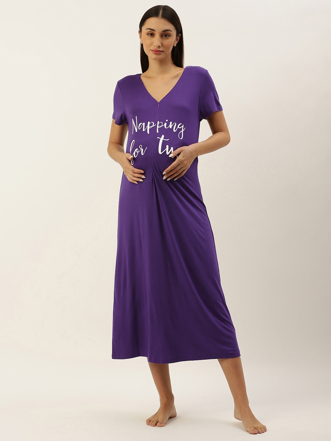 

Blush 9 Maternity Printed Maxi Nightdress, Purple