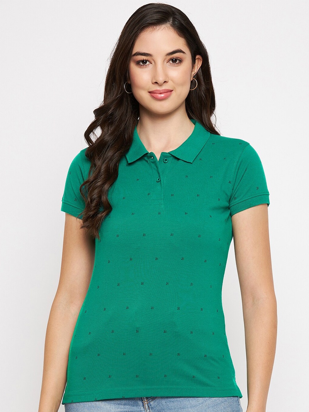 

Okane Conversational Printed Polo Collar Cotton T-shirt, Green