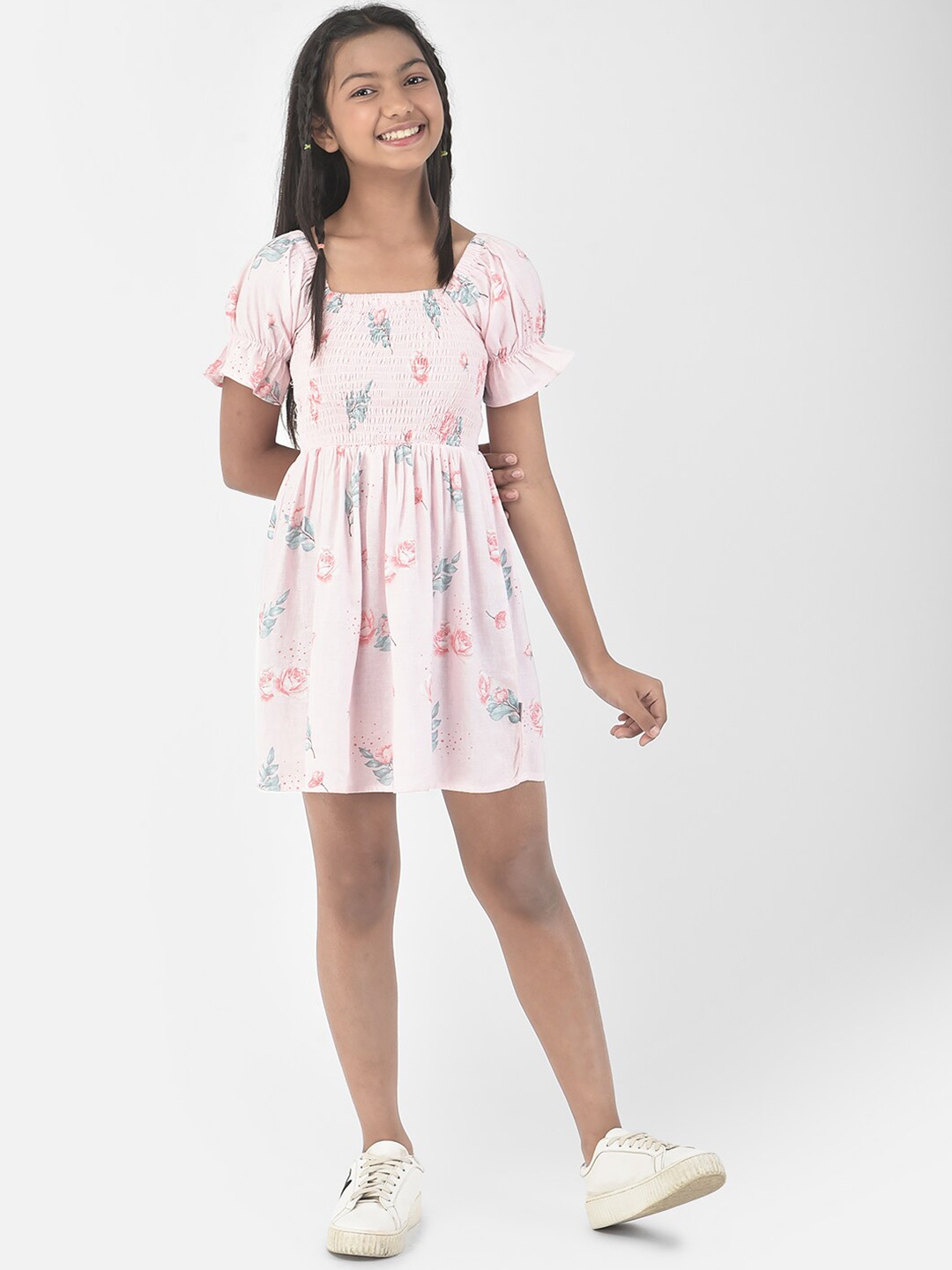 

Crimsoune Club Girls Floral Print Fit & Flare Dress, Pink