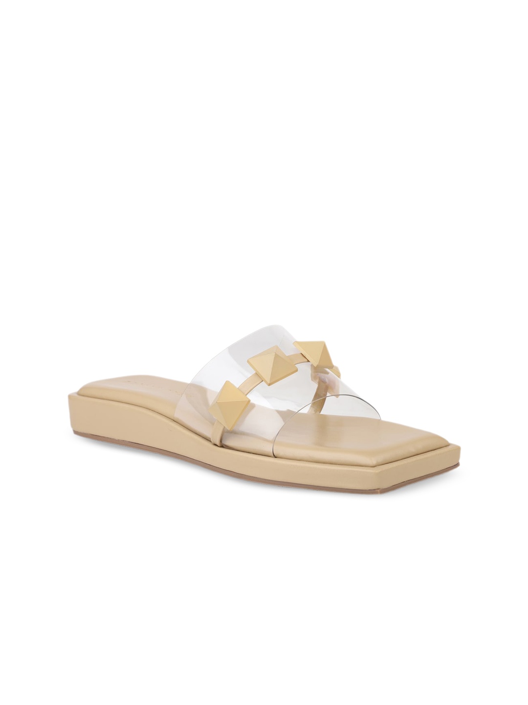 

DESIGN CREW Embellished Open Toe Flats, Beige