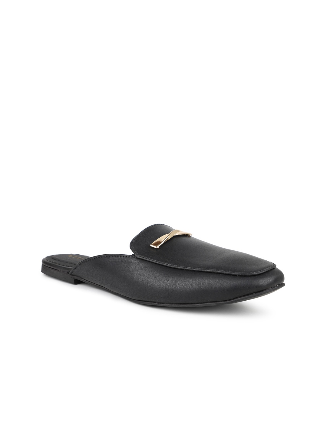 

DESIGN CREW Women Round Toe Slip On Mules, Black