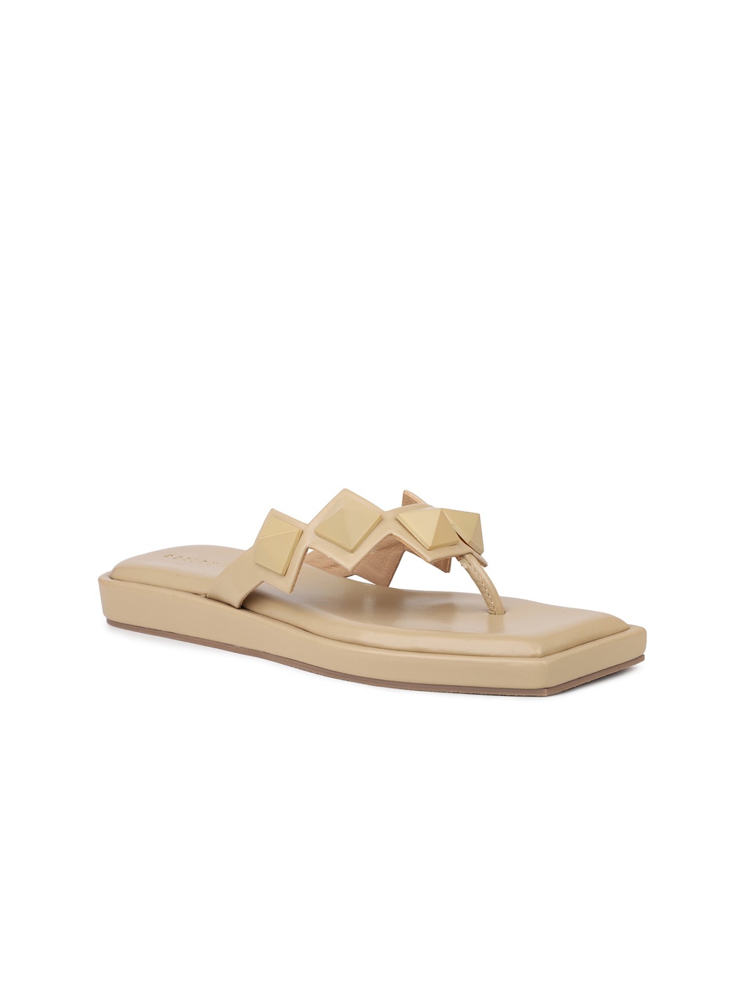 

DESIGN CREW Embellished T-Strap Flats, Beige