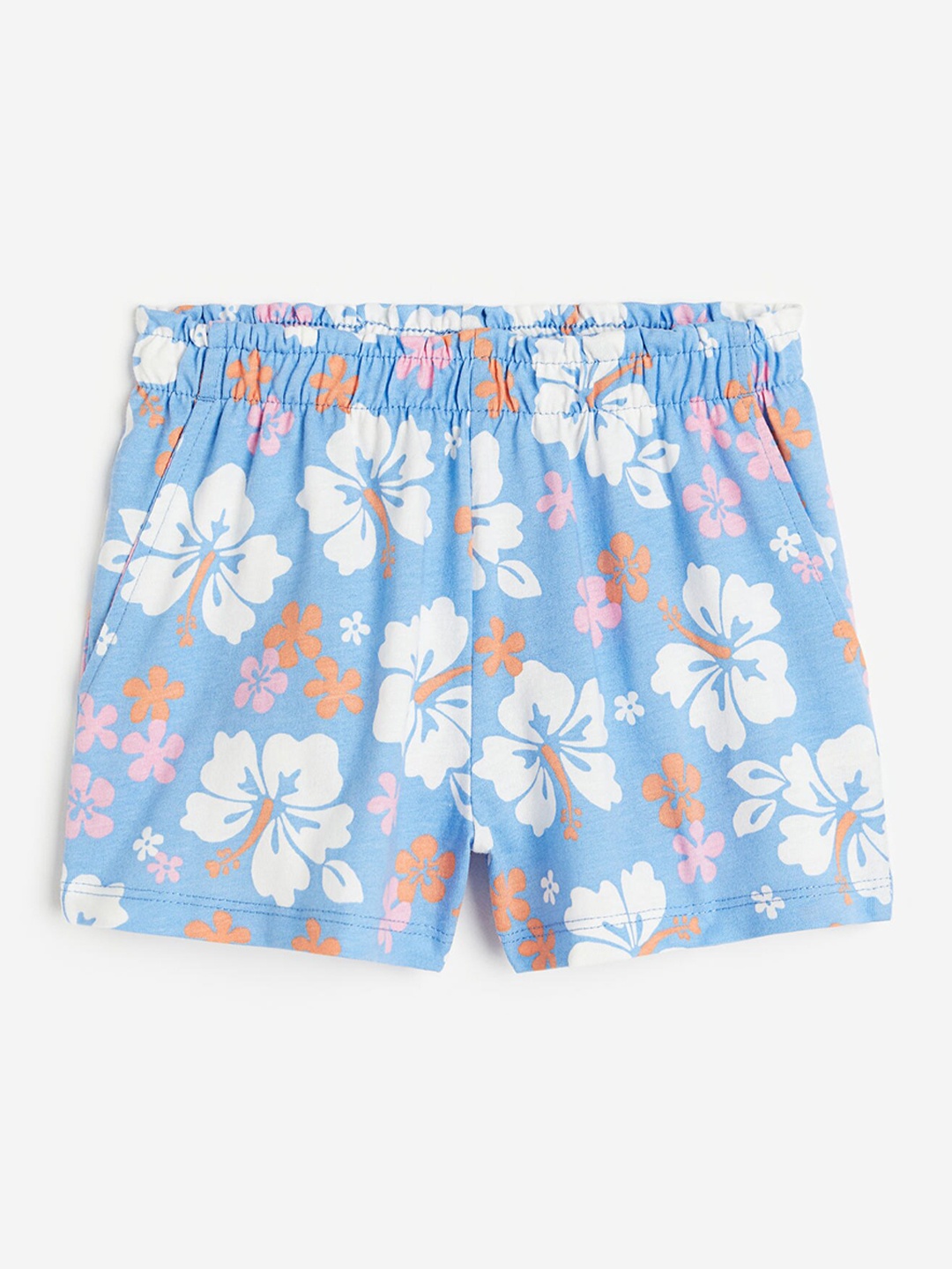 

H&M Girls Patterned Paper Bag Shorts, Blue