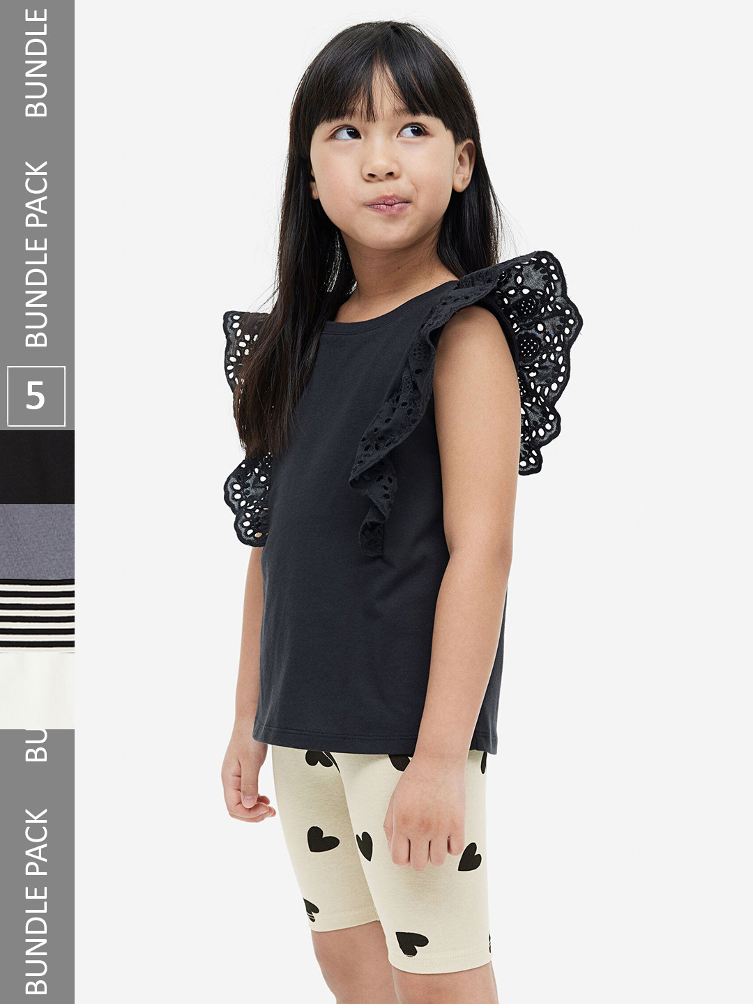 

H&M Girls 5-Pack Cotton Cycling Shorts, Beige