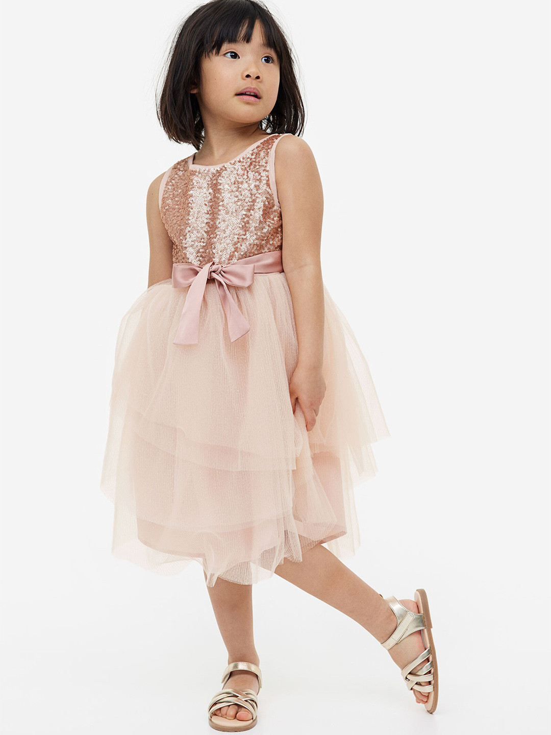 

H&M Girls Sequined Tulle Dress, Pink