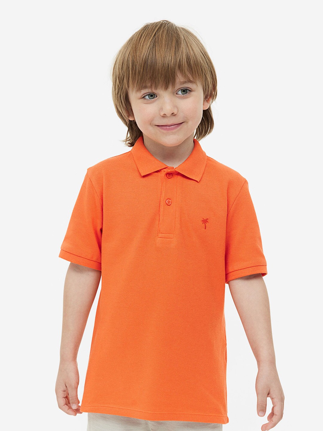 

H&M Boys Cotton Piqu Polo Shirt, Orange