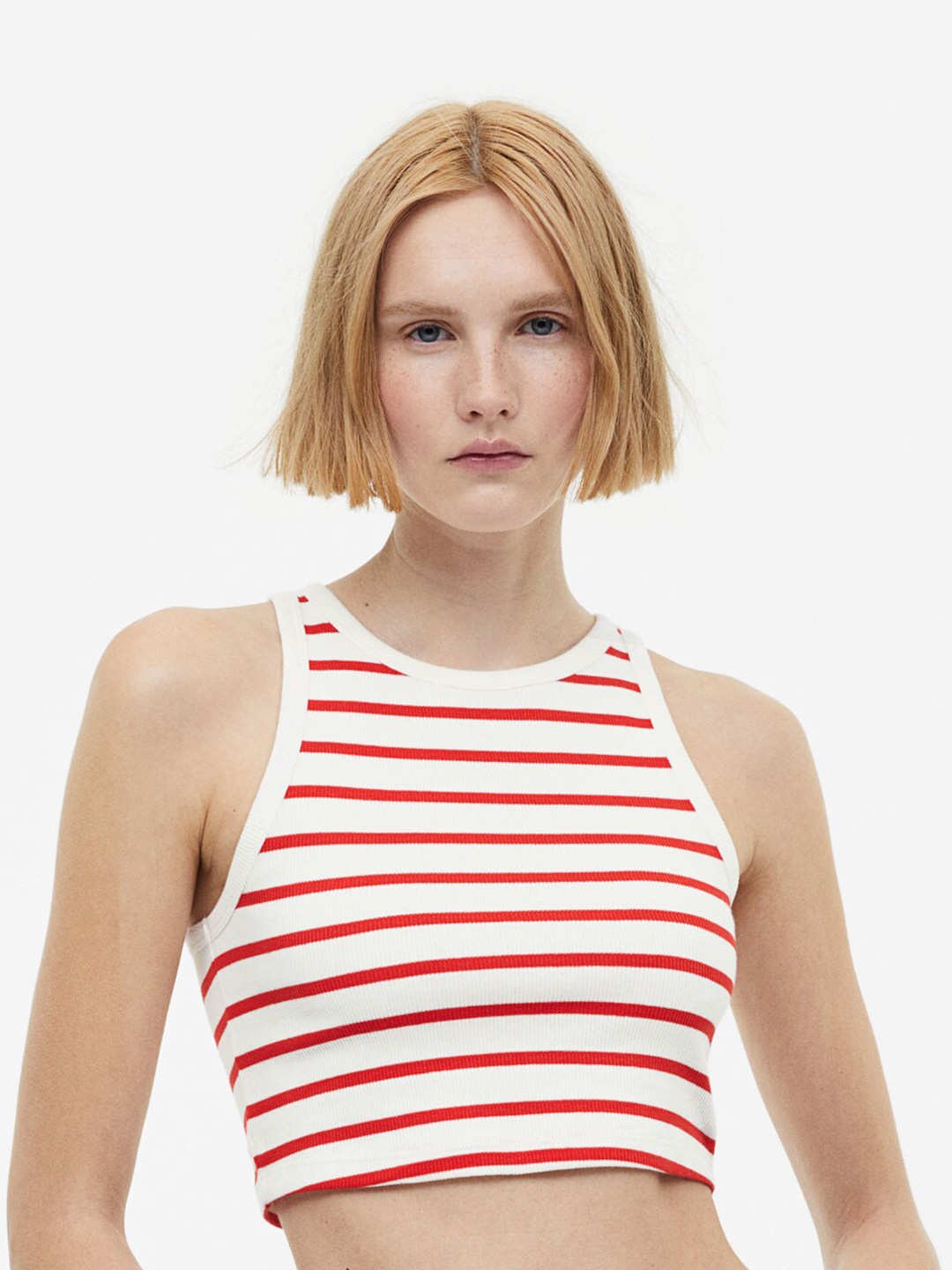 

H&M Cropped Vest Top, Red