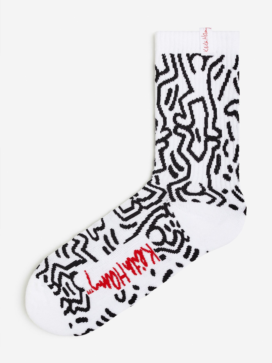 

H&M Men Motif-Detail Socks, White