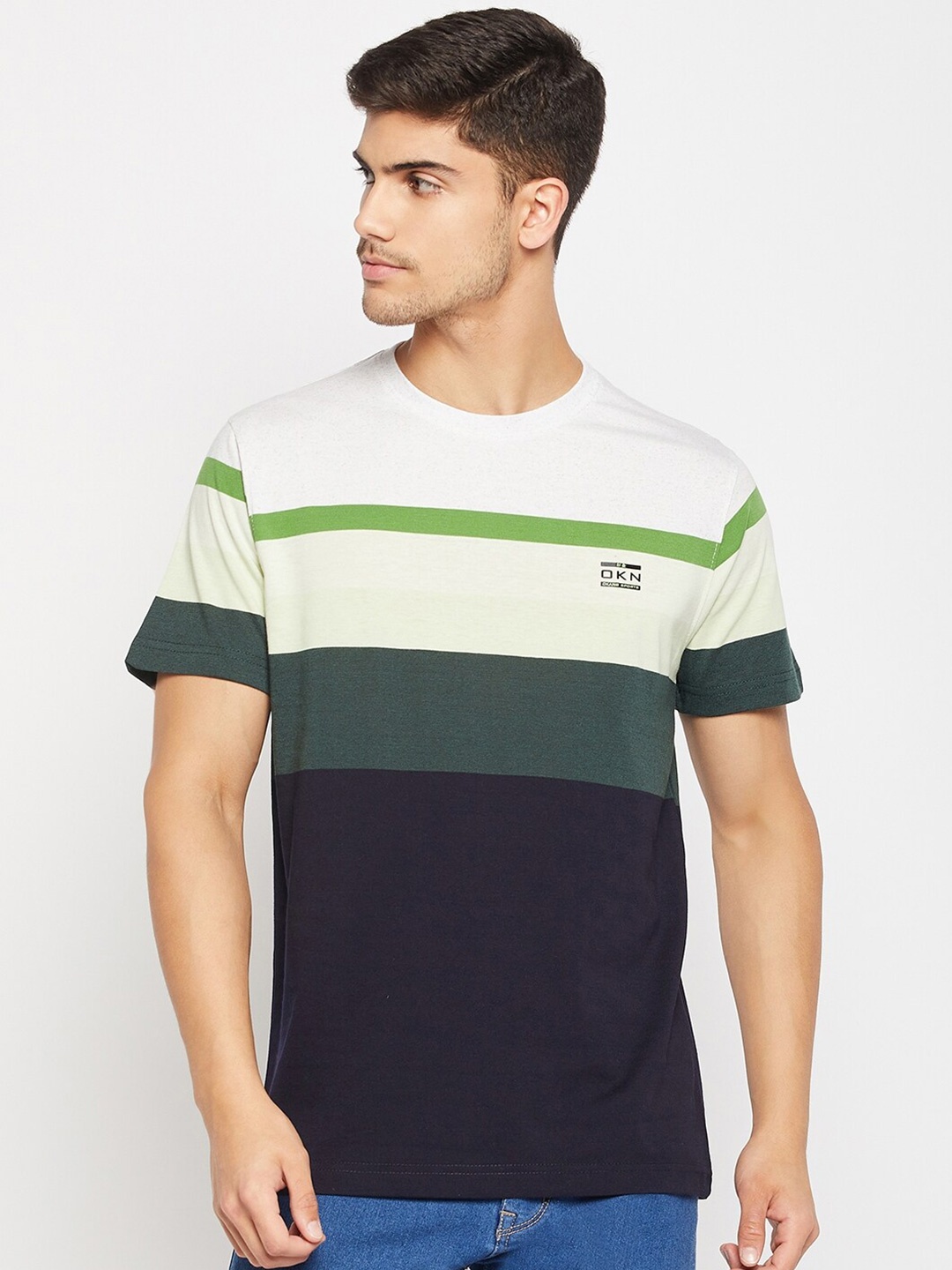 

Okane Colourblocked Round Neck T-shirt, Navy blue