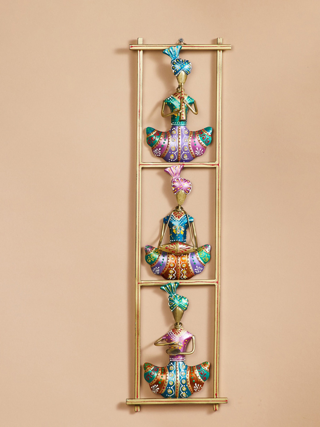 

Home Centre Corsica Mystic India Metal Musician Wall Decor, Gold
