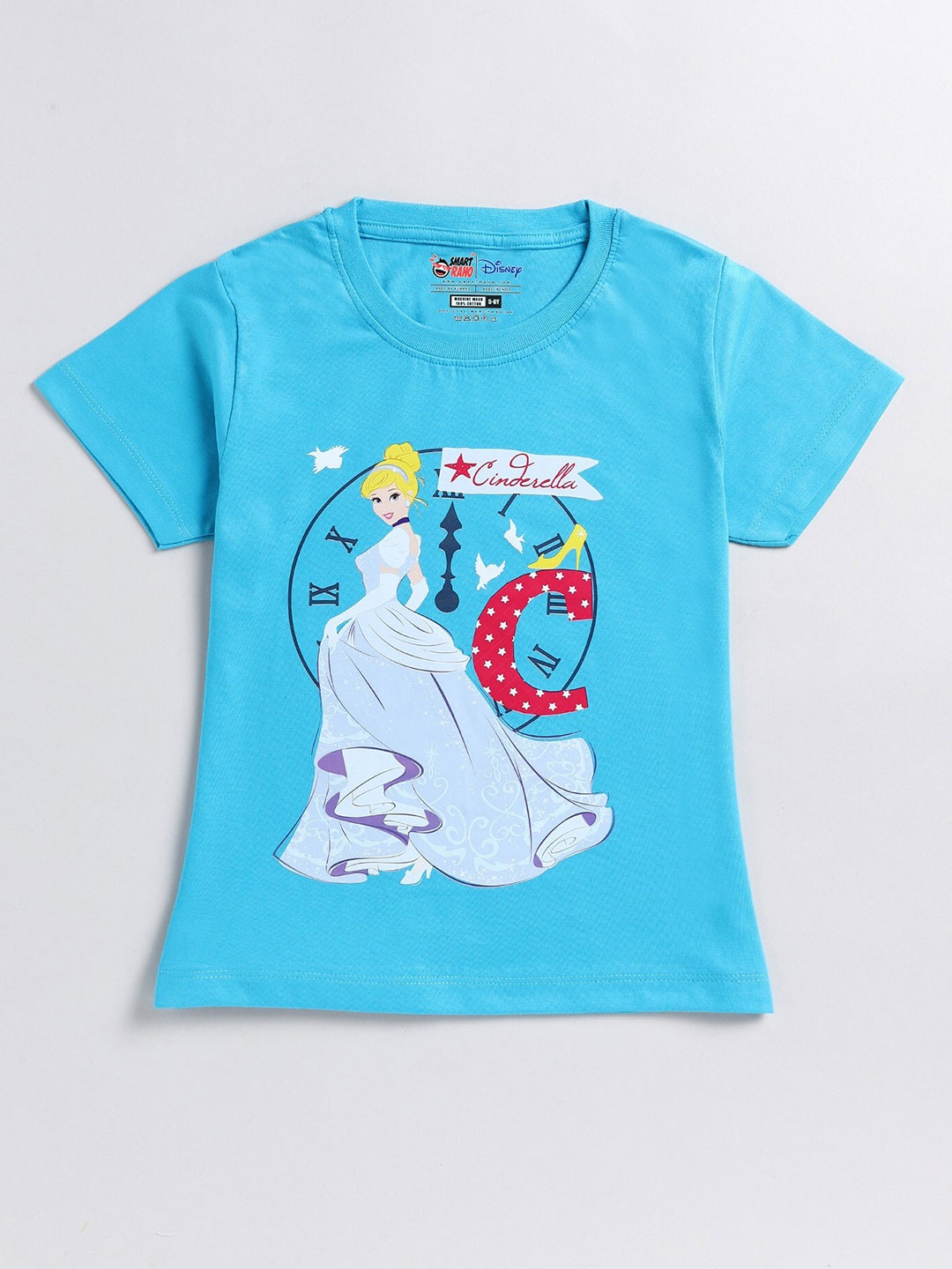 

SmartRAHO Girls Cinderella Printed Cotton T-shirt, Blue